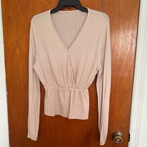 Elegant Beige V-Neck Women's Top